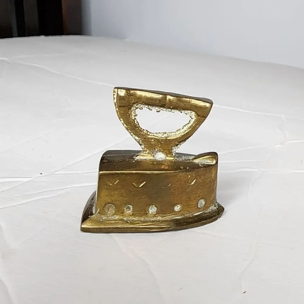 Vintage Solid Brass Miniature Hand Etched Iron mid century 1950s